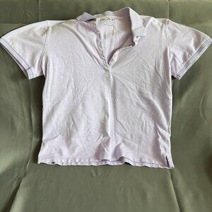 Eddie Bauer Lavender Polo Shirt L Cotton Womens Short Sleeve Casual